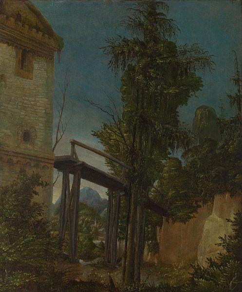 Albrecht Altdorfer Landscape with a Footbridge oil painting image